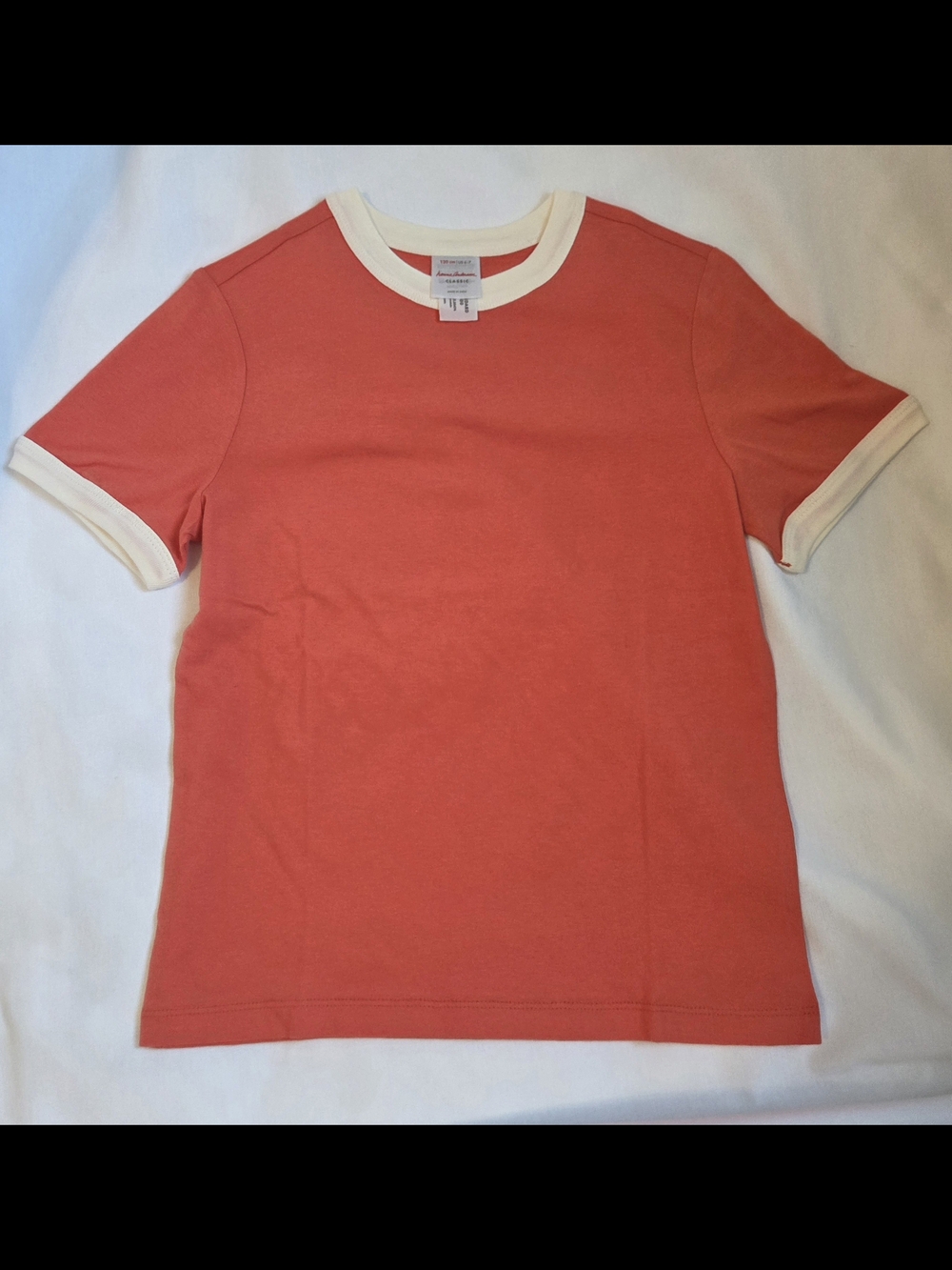 Hanna Andersson Coral Tee with Cream Trim